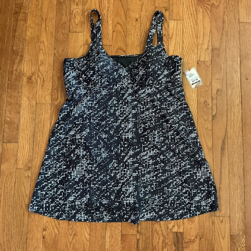 NWT - Noon Swim Tropical Black Women's Floral Dress Suit Tankini sz 20 Plus